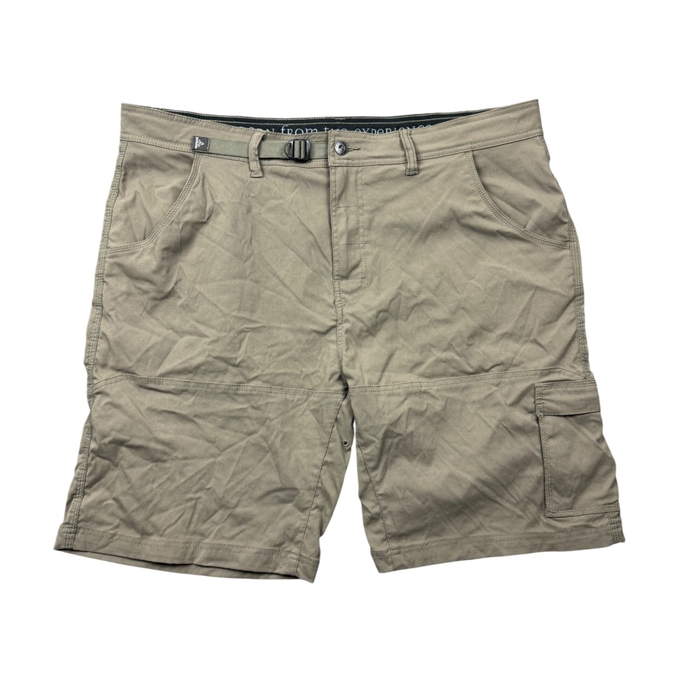 Prana Zion Mens 40 Cargo Hiking Shorts 10" Khaki Brown Stretch Nylon Outdoors